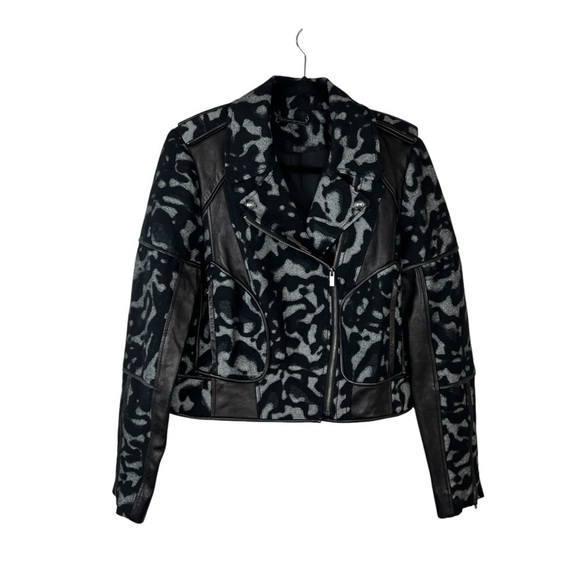Diane Von Furstenberg Theodora Leopard Moto Leather Jacket - Picture 1 of 7